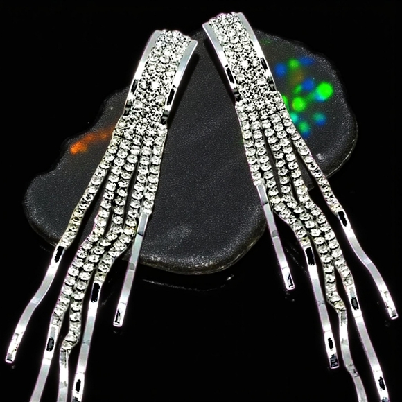🆕️Dazzling Rhinestone Silver Plated Party Drop Earrings | 925 Sterling Posts - Picture 3 of 15